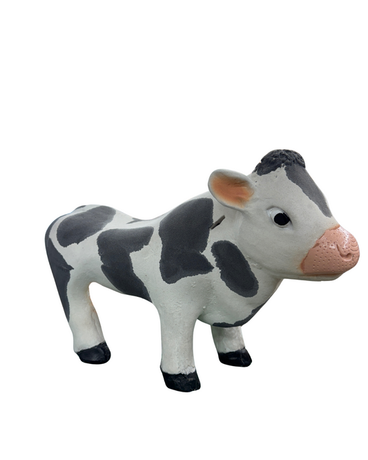 Alcancía Decorativa “Vaquita Ahorradora” – Cerámica Artesanal Pintada a Mano