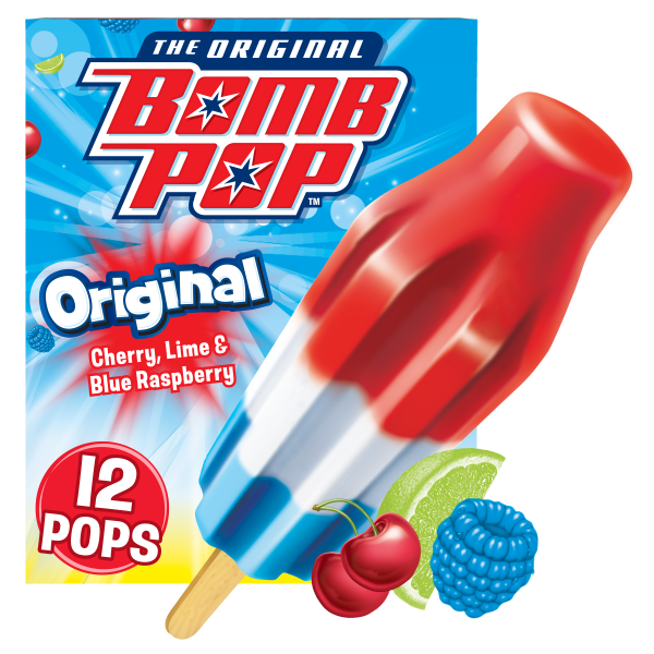 Bomb Pop Original – Cherry, Lime & Blue Raspberry – 12 Pack