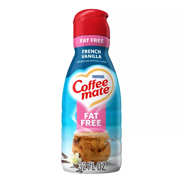 Crema Líquida "Coffee Mate" para Café Sabor Vainilla Francesa Sin Grasa (Botella de 32 oz)