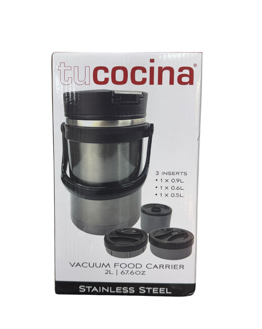 TuCocina® Stainless Steel Vacuum Food Carrier – 2L | 67.6oz