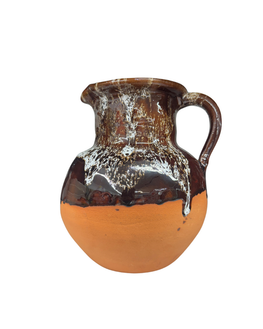 Traditional Enameled Clay Jug – Handmade