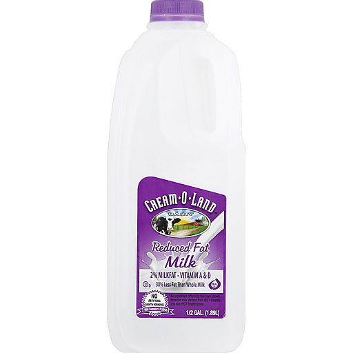 Leche "Cream-O-Land" Reducida en Grasa (2% de Grasa Láctea, ½ galón)