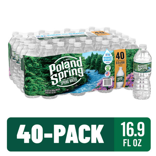 Poland Spring Agua de Manantial Natural – Paquete de 40 (16.9 fl oz c/u)