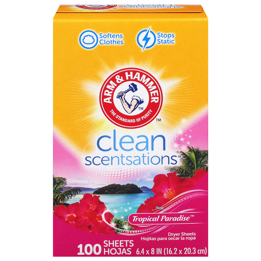 Arm & Hammer Clean Scentsations Toallitas para Secadora Tropical Paradise 100 Hojas