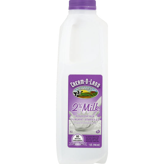Leche "Cream-O-Land" Baja en Grasa (2% de Grasa Láctea, 1 cuarto)