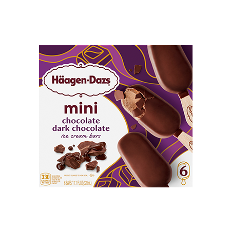 Häagen-Dazs Mini Barras de Helado de Chocolate con Cobertura de Chocolate Oscuro – Paquete de 6